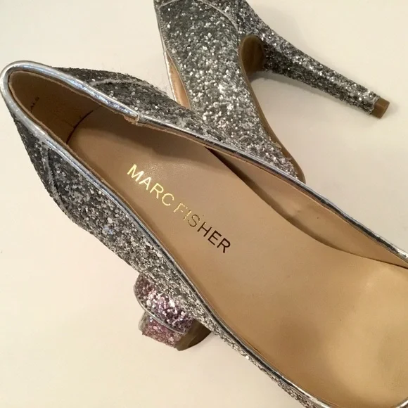 Marc Fisher “Harpley” Glitter Peep Toe Platform Pump - Picture 10 of 13